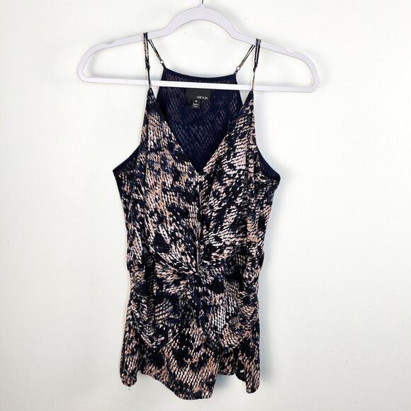 Greylin Silk Reptile Printed Blouse Size Medium Neutral Slimming Office Business - Picture 1 of 4